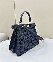 Fendi Peekaboo Iseeu Petite Midnight Blue Woven Leather 33x12x25cm - 4