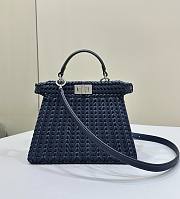 Fendi Peekaboo Iseeu Petite Midnight Blue Woven Leather 27x11x20cm - 1