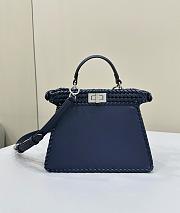 Fendi Peekaboo Iseeu Petite Midnight Blue Woven Leather 27x11x20cm - 3