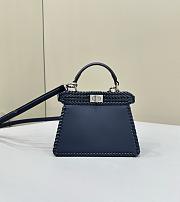 Fendi Peekaboo Iseeu Petite Midnight Blue Woven Leather 20x10.5x15cm - 5