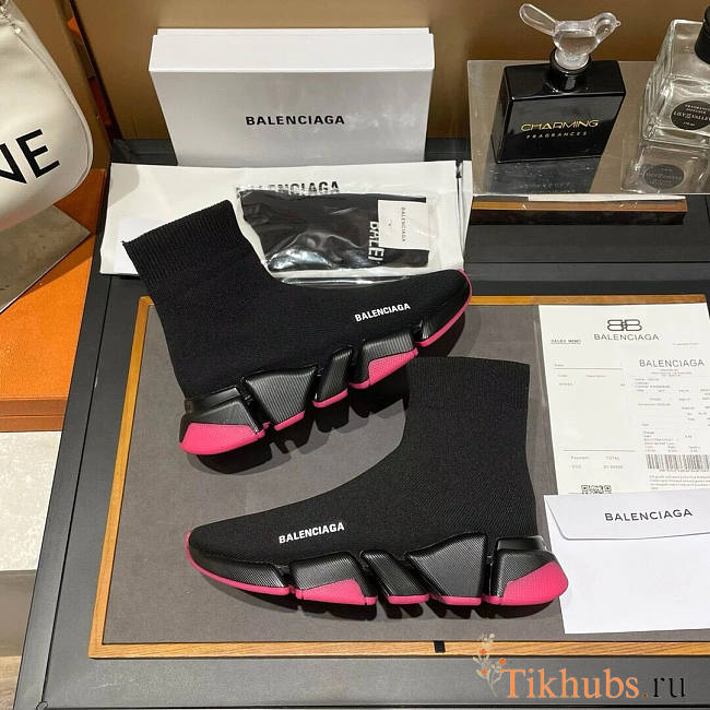 Balenciaga  Speed 2.0 Lace-Up Sneaker Black Pink  - 1