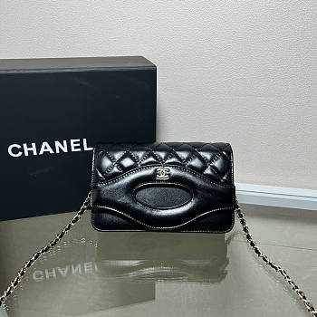 Chanel Flap Bag Wallet Black 19x12x3.5cm