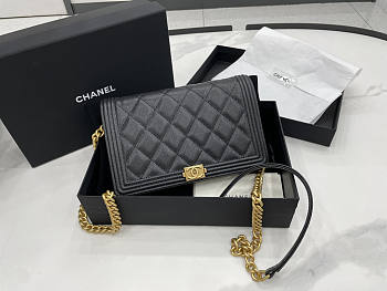 Chanel Boy Bag Wallet On Chain Black Gold Caviar 19x12x3.5cm