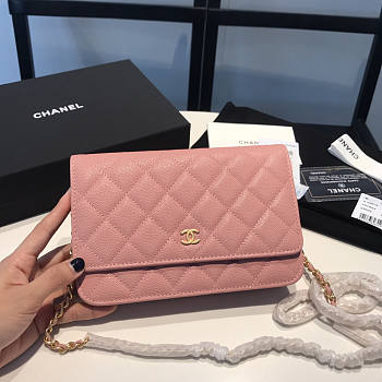 Chanel Wallet On Chain Pink Gold Caviar 19x12x3.5cm