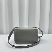 Miu Miu Logo Plaque Leather Shoulder Bag Grey 20x13.5x5.5cm - 2