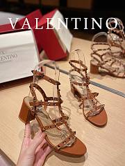 Valentino Garavani Rockstud Heeled Sandals Brown 6cm - 1