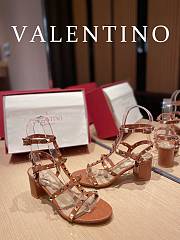 Valentino Garavani Rockstud Heeled Sandals Brown 6cm - 5