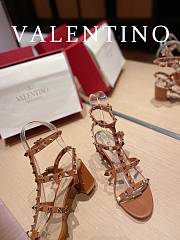 Valentino Garavani Rockstud Heeled Sandals Brown 6cm - 4