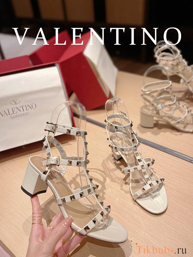 Valentino Garavani Rockstud Heeled Sandals White 6cm - 1