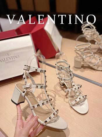 Valentino Garavani Rockstud Heeled Sandals White 6cm