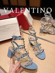 Valentino Garavani Rockstud Heeled Sandals Blue 6cm - 1