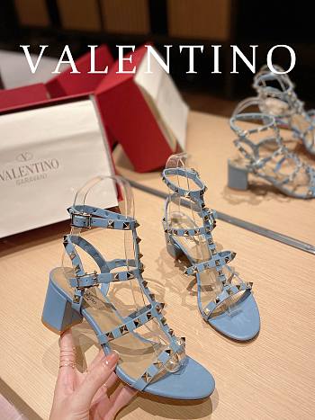 Valentino Garavani Rockstud Heeled Sandals Blue 6cm