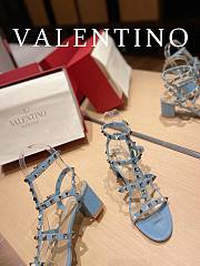 Valentino Garavani Rockstud Heeled Sandals Blue 6cm - 5