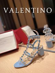 Valentino Garavani Rockstud Heeled Sandals Blue 6cm - 4