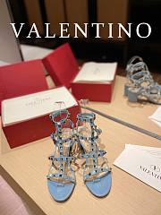 Valentino Garavani Rockstud Heeled Sandals Blue 6cm - 3