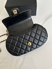 Chanel Flap Bag With Top Handle Black Gold 23.5x13.5x5.5cm - 6