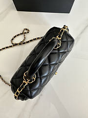 Chanel Flap Bag With Top Handle Black Gold 23.5x13.5x5.5cm - 4