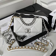 Chanel 19 Woc Wallet On Chain White Silver 19cm - 1