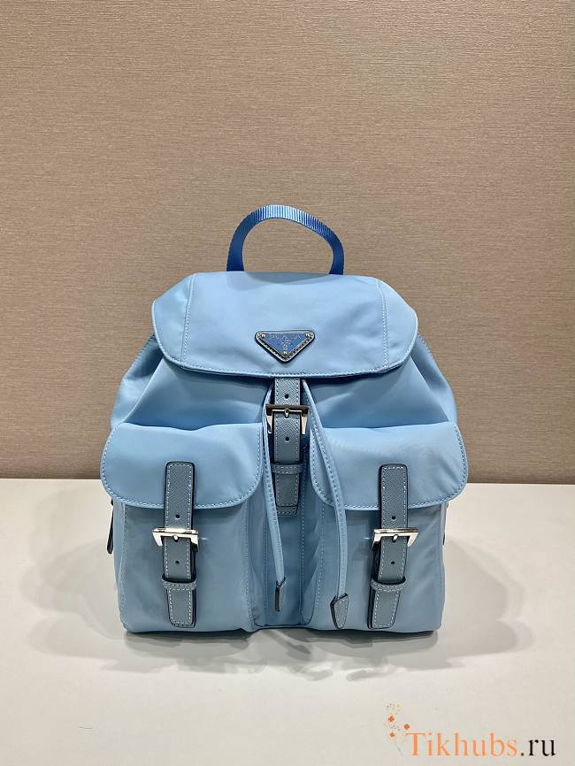 Prada Backpack Bag Re-nylon Blue 33x24x13cm - 1