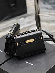 YSL Manhattan Leather Shoulder Bag Black 19x14x4cm - 4