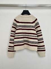 Celine Crew Neck Sweater Striped Ribbed Wool - 3