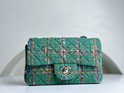 Chanel Flap Bag Tweed Green Gold 20cm - 1