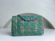 Chanel Flap Bag Tweed Green Gold 20cm - 5