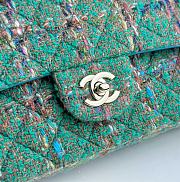Chanel Flap Bag Tweed Green Gold 20cm - 2