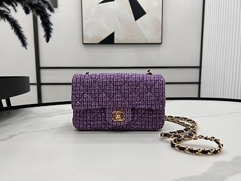 Chanel Small Flap Bag Purple Tweed 20cm