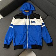 Gucci Striped Hooded Neoprene Jacket Blue - 1