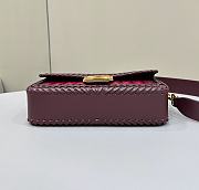 Fendi Baguette Burgundy Braided Leather Bag 27x15x6cm - 6