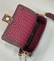 Fendi Baguette Burgundy Braided Leather Bag 27x15x6cm - 2