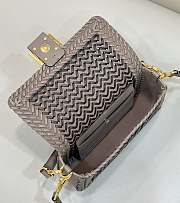 Fendi Baguette Black Gray Interlaced Leather Bag 27x15x6cm - 6