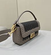 Fendi Baguette Black Gray Interlaced Leather Bag 27x15x6cm - 5