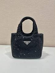 Prada Embellished Satin Mini Handbag Black 18x16x10cm - 1