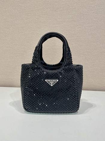 Prada Embellished Satin Mini Handbag Black 18x16x10cm