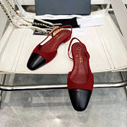 Chanel Wool And Cotton Tweed Slingbacks Black And Dark Red - 1