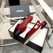 Chanel Wool And Cotton Tweed Slingbacks Black And Dark Red - 5