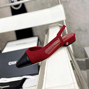 Chanel Wool And Cotton Tweed Slingbacks Black And Dark Red - 4