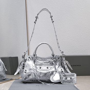 Balenciaga Neo Cagole Handbag Silver 32x21x13cm