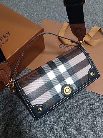 Burberry Top Handle Note Bag Dark Brown 24 x 8 x 14 cm