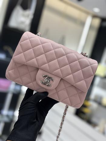 Chanel Flap Bag Caviar Light Pink Silver 20cm