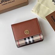 Burberry Vintage Check Small Leather Wallet Brown 10x3.5x8.5cm - 1