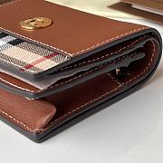 Burberry Vintage Check Small Leather Wallet Brown 10x3.5x8.5cm - 3