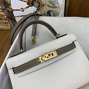 Hermes Kelly Epsom White Grey Gold Hardware 19cm - 5