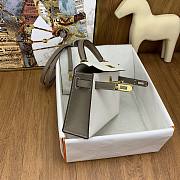 Hermes Kelly Epsom White Grey Gold Hardware 19cm - 3