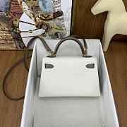 Hermes Kelly Epsom White Grey Gold Hardware 19cm - 2