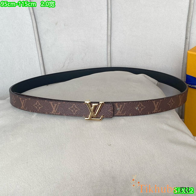 Louis Vuitton LV Monogram Black Gold Belt 2cm - 1