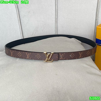 Louis Vuitton LV Monogram Black Gold Belt 2cm
