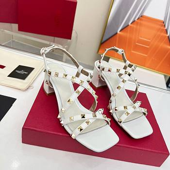 Valentino Rockstud Calfskin Sandal Straps White 60mm